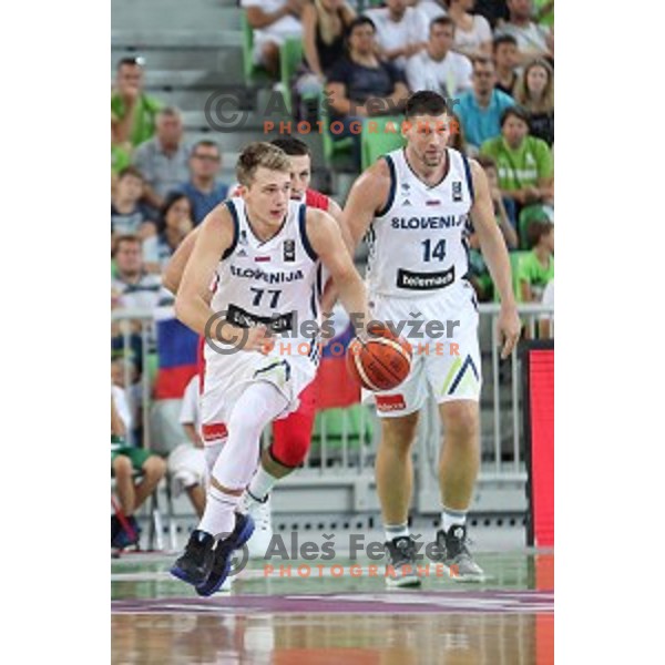 Luka Doncic of Slovenia in action during Telemach basketball match between Slovenia and Croatia in Stozice Arena, Ljubljana on August 24, 2017