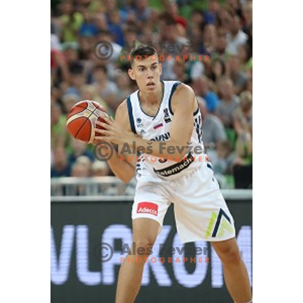 Vlatko Cancar of Slovenia in action during Telemach basketball match between Slovenia and Croatia in Stozice Arena, Ljubljana on August 24, 2017