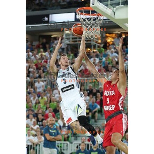 Goran Dragic of Slovenia in action during Telemach basketball match between Slovenia and Croatia in Stozice Arena, Ljubljana on August 24, 2017