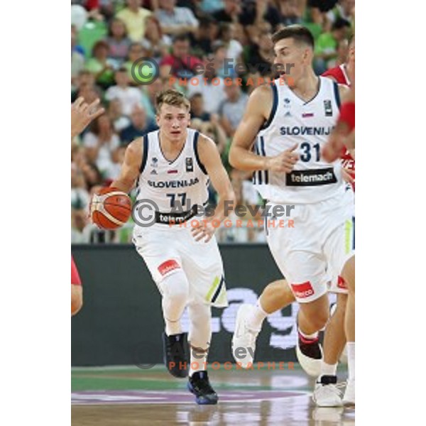 Luka Doncic of Slovenia in action during Telemach basketball match between Slovenia and Croatia in Stozice Arena, Ljubljana on August 24, 2017
