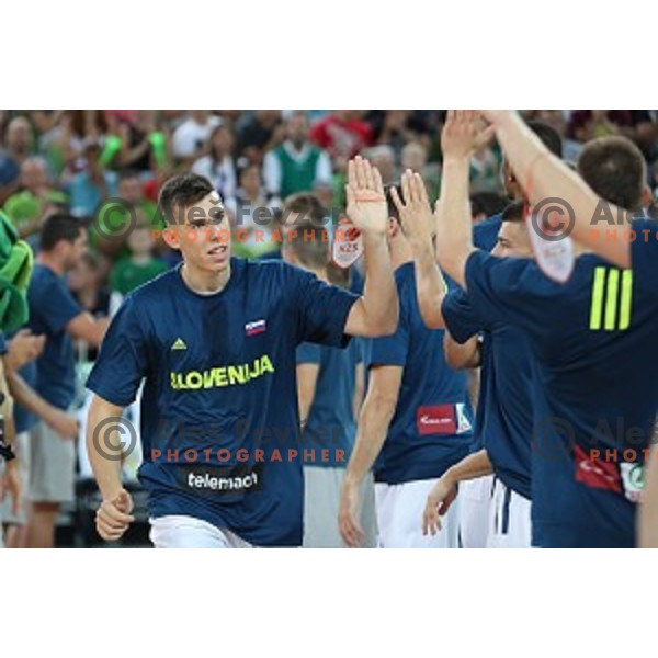 Vlatko Cancar of Slovenia in action during Telemach basketball match between Slovenia and Croatia in Stozice Arena, Ljubljana on August 24, 2017