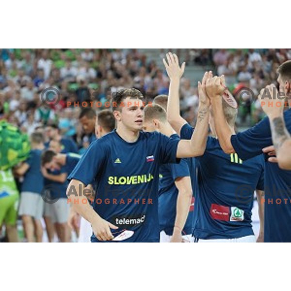Luka Doncic of Slovenia in action during Telemach basketball match between Slovenia and Croatia in Stozice Arena, Ljubljana on August 24, 2017