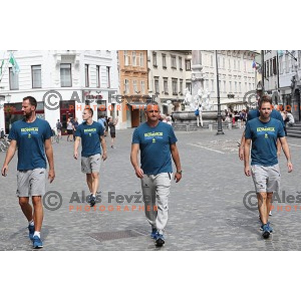of Slovenia Basketball team during press conference in Ljubljana before departure to Eurobasket 2107 on August 28, 2017