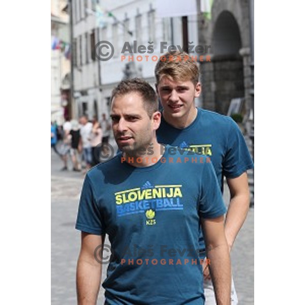of Slovenia Basketball team during press conference in Ljubljana before departure to Eurobasket 2107 on August 28, 2017