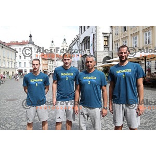 of Slovenia Basketball team during press conference in Ljubljana before departure to Eurobasket 2107 on August 28, 2017