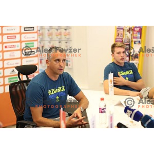 of Slovenia Basketball team during press conference in Ljubljana before departure to Eurobasket 2107 on August 28, 2017