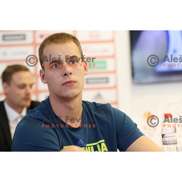 of Slovenia Basketball team during press conference in Ljubljana before departure to Eurobasket 2107 on August 28, 2017