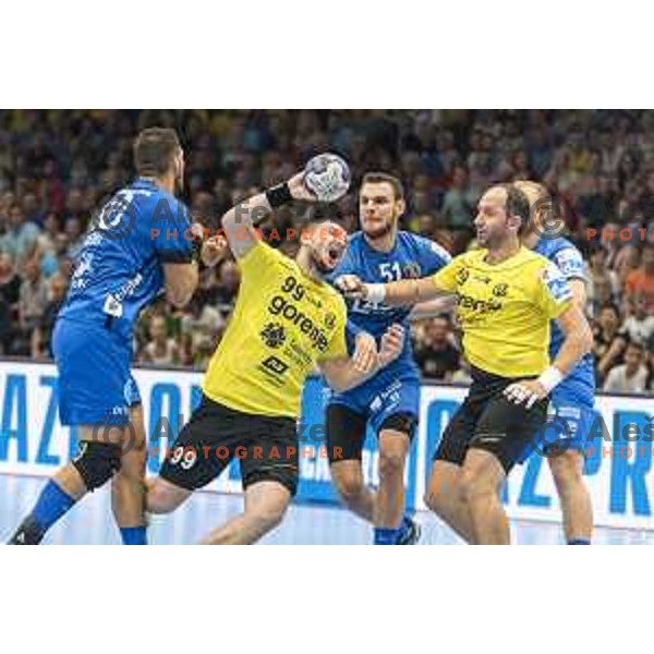 Gorenje’s Zarko Pejovic (99) in action during SEHA League match between Gorenje Velenje and Celje PL, in Red Hall, Velenje on August 30th, 2017