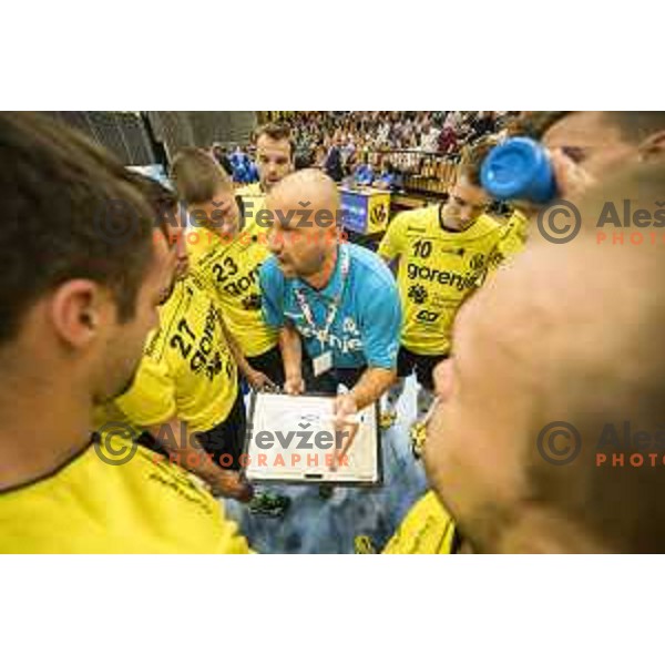 Gorenje’s head coach Zeljko Babic in action during SEHA League match between Gorenje Velenje and Celje PL, in Red Hall, Velenje on August 30th, 2017