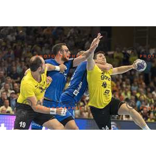 Gorenje’s Robert Markotic (24) in action during SEHA League match between Gorenje Velenje and Celje PL, in Red Hall, Velenje on August 30th, 2017