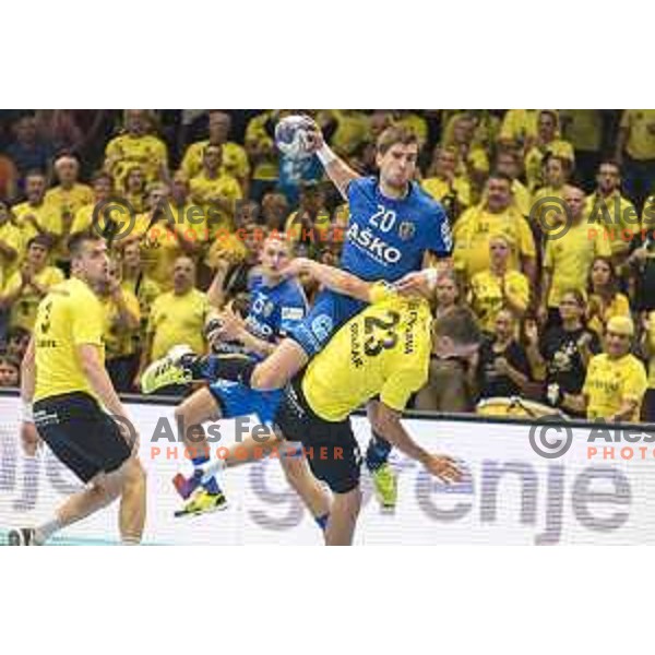 Luka Mitrovic in action during SEHA League match between Gorenje Velenje and Celje PL, in Red Hall, Velenje on August 30th, 2017