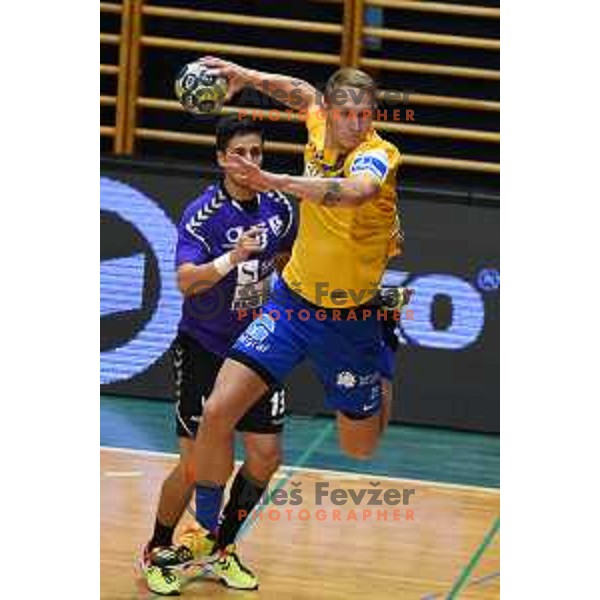 Tilen Kodrin of Celje PL in action during Slovenian Handball SuperCup match between Celje Pivovarna Lasko and Maribor in Slovenj Gradec on September 2, 2017