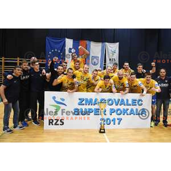 action during Slovenian Handball SuperCup match between Celje Pivovarna Lasko and Maribor in Slovenj Gradec on September 2, 2017