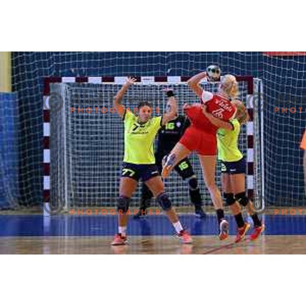 action during Slovenian Women\'s Handball SuperCup between Krim Mercator and Celje in Kozina on September 9, 2017