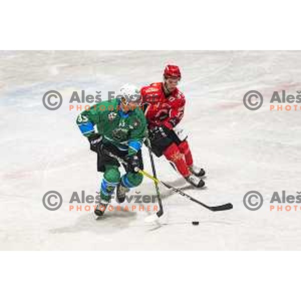 Matic Kralj, Zan Jezovsek in action during Slovenian Cup final between Jesenice and SZ Olimpija, in Celje on September 10th, 2017