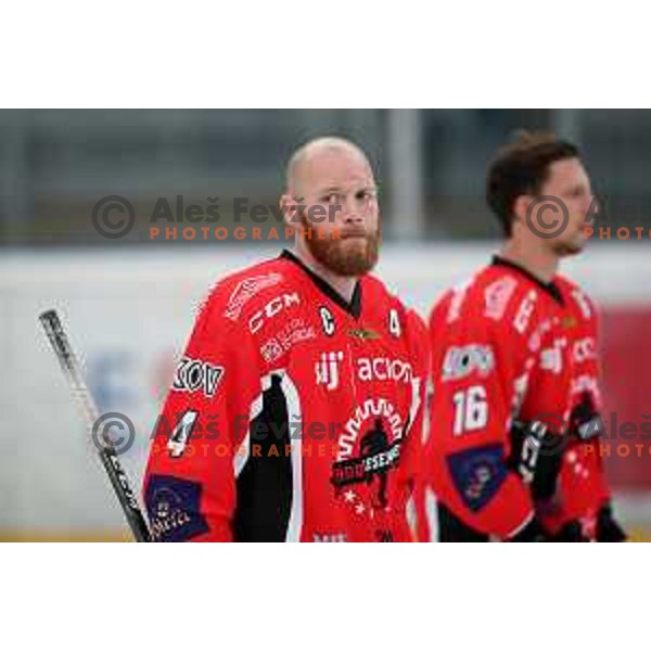 Andrej Tavzelj of Jesenice in action during Alps League ice-hockey match between Jesenice and Asiago in Podmezakla Hall, Jesenice, Slovenia on September 13, 2017