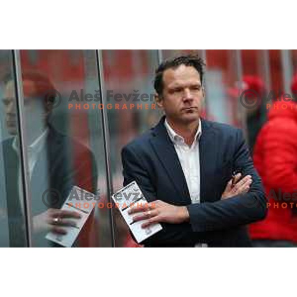 Gaber Glavic, head coach of Jesenice in during Alps League ice-hockey match between Jesenice and Asiago in Podmezakla Hall, Jesenice, Slovenia on September 13, 2017