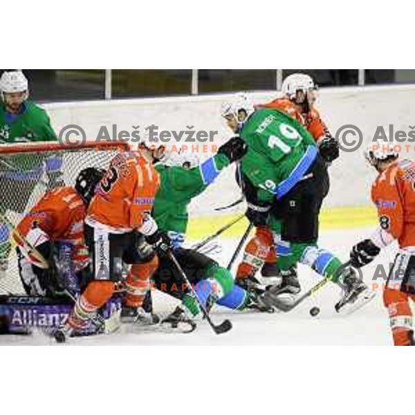 of Olimpija in action during Alps League ice-hockey match between Olimpija and Ritten in Tivoli Hall, Ljubljana, Slovenia on September 13, 2017