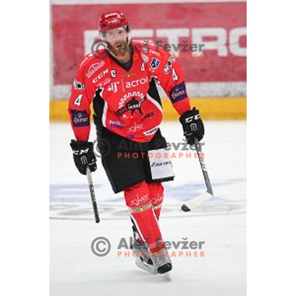 Andrej Tavzelj of Jesenice in action during Alps League ice-hockey match between Jesenice and Asiago in Podmezakla Hall, Jesenice, Slovenia on September 13, 2017