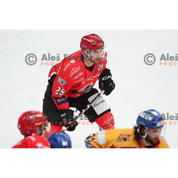 of Jesenice in action during Alps League ice-hockey match between Jesenice and Asiago in Podmezakla Hall, Jesenice, Slovenia on September 13, 2017