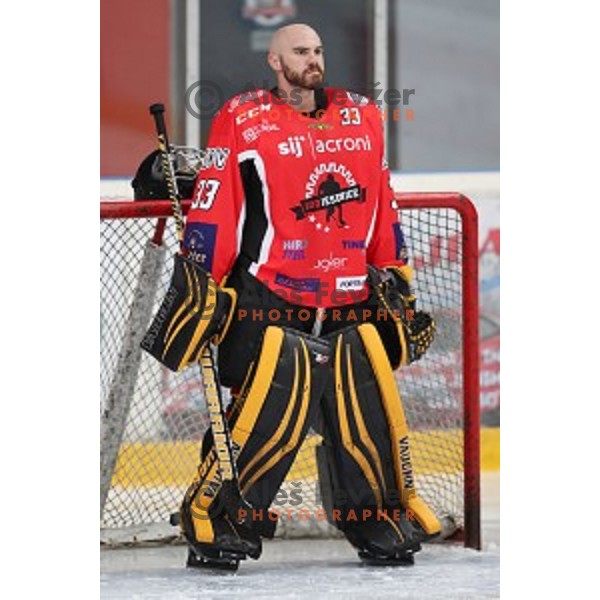 Clarke Saunders of Jesenice in action during Alps League ice-hockey match between Jesenice and Asiago in Podmezakla Hall, Jesenice, Slovenia on September 13, 2017