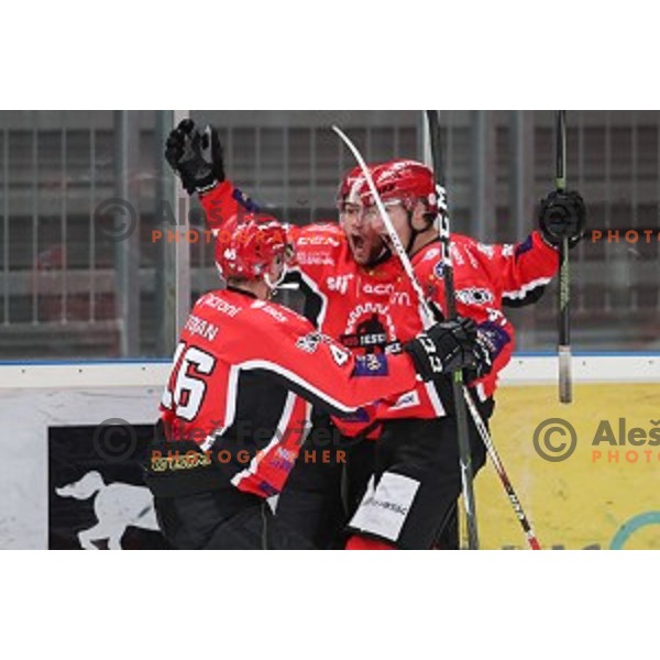 of Jesenice in action during Alps League ice-hockey match between Jesenice and Asiago in Podmezakla Hall, Jesenice, Slovenia on September 13, 2017