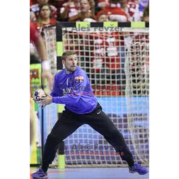 Urban Lesjak of Celje PL in action during Velux EHF Champions League match between Celje Pivovarna Lasko (Slovenia) and Veszprem (Hungary) in Zlatorog Hall, Celje, Slovenia on September 16, 2017