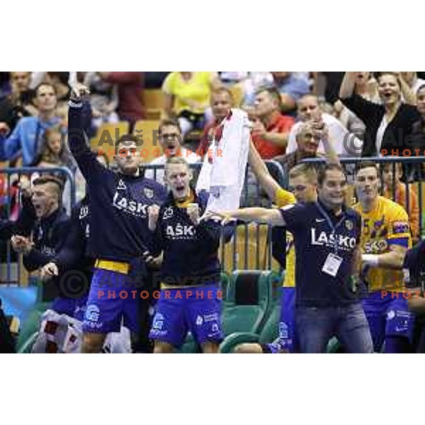 Branko Tamse, head coach of Celje PL in action during Velux EHF Champions League match between Celje Pivovarna Lasko (Slovenia) and Veszprem (Hungary) in Zlatorog Hall, Celje, Slovenia on September 16, 2017