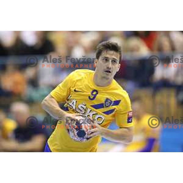 David Razgor of Celje PL in action during Velux EHF Champions League match between Celje Pivovarna Lasko (Slovenia) and Veszprem (Hungary) in Zlatorog Hall, Celje, Slovenia on September 16, 2017