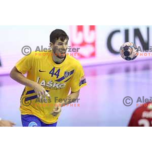 Daniel Dujshebaev of Celje PL in action during Velux EHF Champions League match between Celje Pivovarna Lasko (Slovenia) and Veszprem (Hungary) in Zlatorog Hall, Celje, Slovenia on September 16, 2017