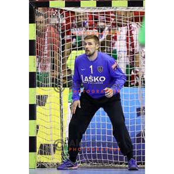 Urban Lesjak of Celje PL in action during Velux EHF Champions League match between Celje Pivovarna Lasko (Slovenia) and Veszprem (Hungary) in Zlatorog Hall, Celje, Slovenia on September 16, 2017