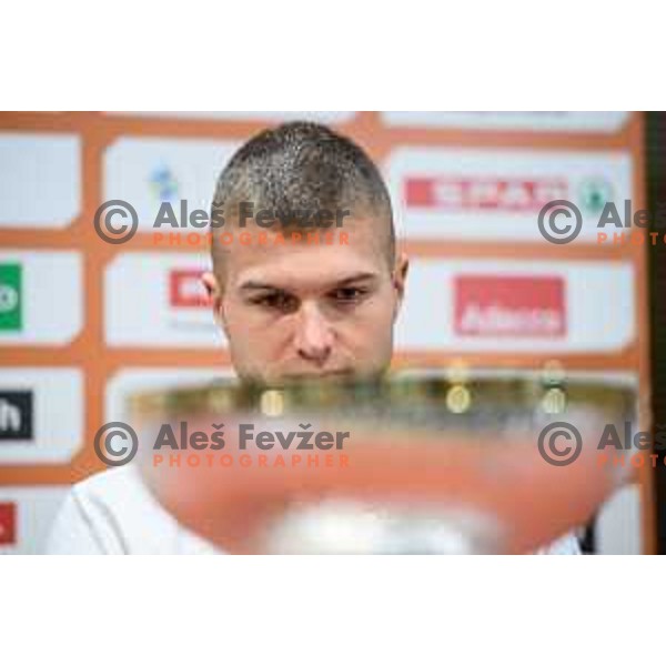 Edo Muric during the press conference of the Slovenian national basketball team after wining the Fiba Eurobasket 2017, Ljubljana, Slovenia, 19.09.2017