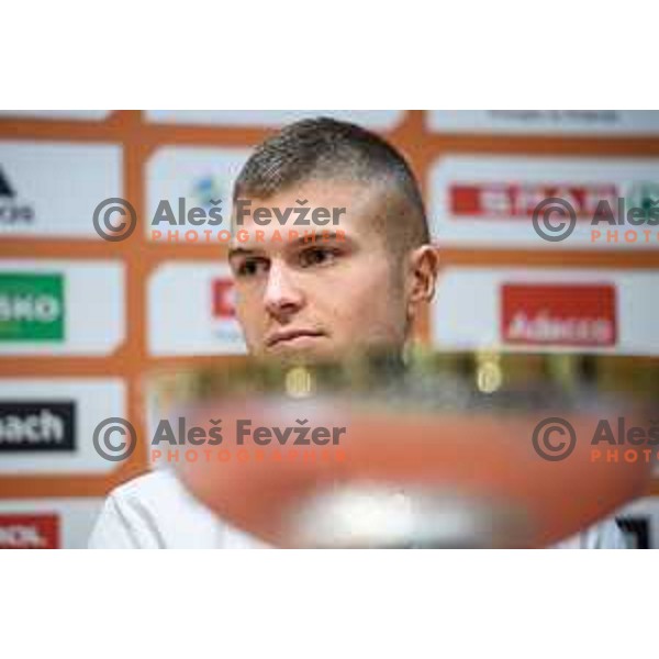 Edo Muric during the press conference of the Slovenian national basketball team after wining the Fiba Eurobasket 2017, Ljubljana, Slovenia, 19.09.2017
