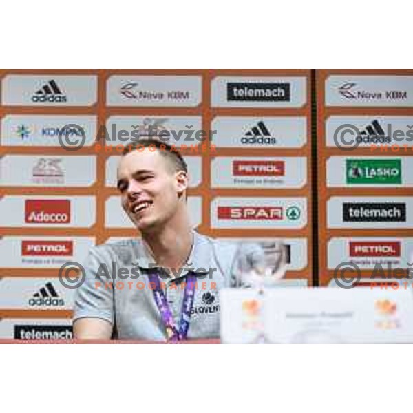 Klemen Prepelic during the press conference of the Slovenian national basketball team after wining the Fiba Eurobasket 2017, Ljubljana, Slovenia, 19.09.2017