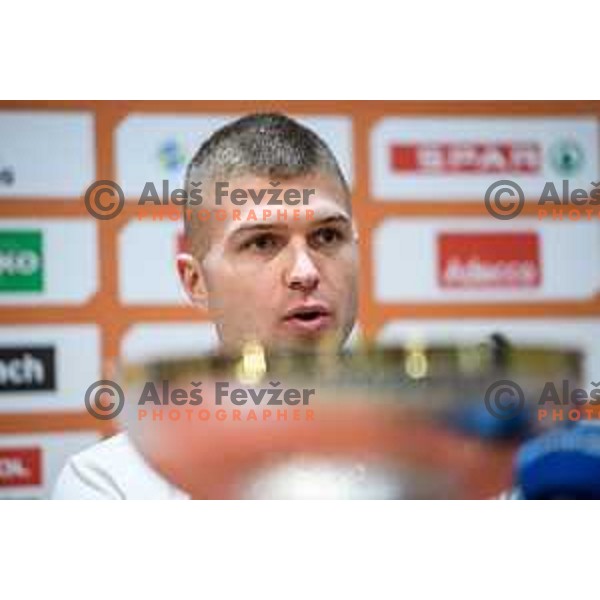 Edo Muric during the press conference of the Slovenian national basketball team after wining the Fiba Eurobasket 2017, Ljubljana, Slovenia, 19.09.2017