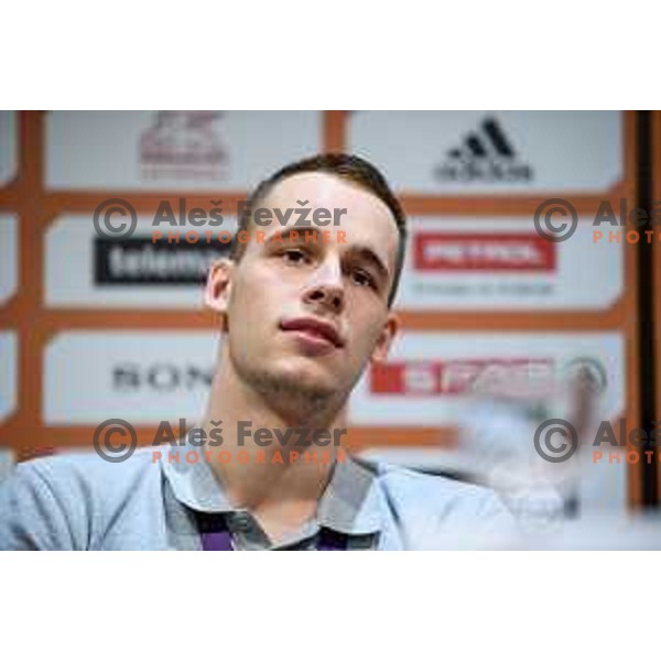 Klemen Prepelic during the press conference of the Slovenian national basketball team after wining the Fiba Eurobasket 2017, Ljubljana, Slovenia, 19.09.2017