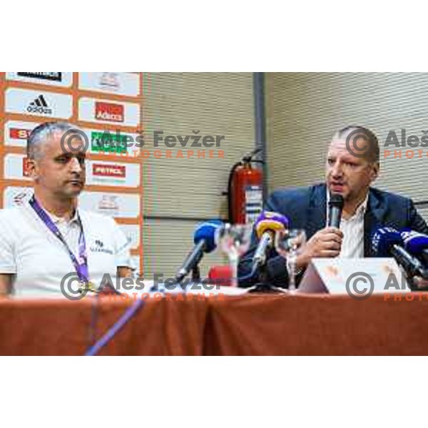 Igor Kokoskov, Matej Erjavec during the press conference of the Slovenian national basketball team after wining the Fiba Eurobasket 2017, Ljubljana, Slovenia, 19.09.2017