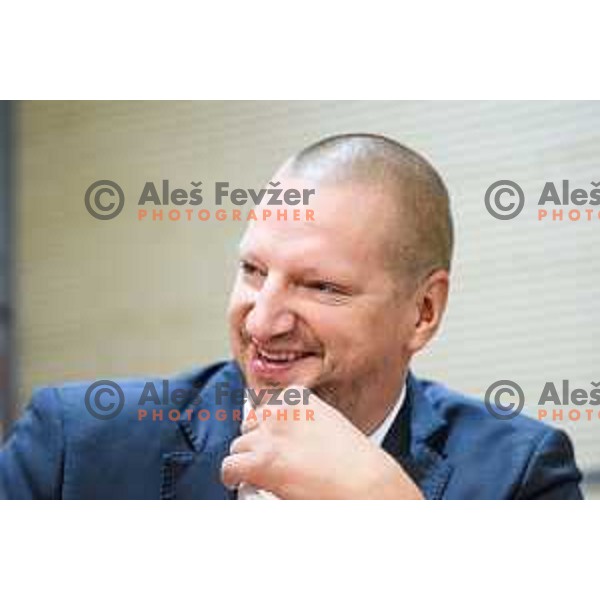 Matej Erjavec during the press conference of the Slovenian national basketball team after wining the Fiba Eurobasket 2017, Ljubljana, Slovenia, 19.09.2017