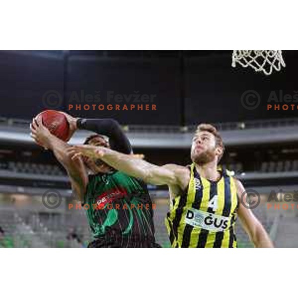 action during friendly basketball match between Petrol Olimpija (Slovenia) and Fenerbahce (Turkey) in Stozice, Ljubljana on September 25, 2017