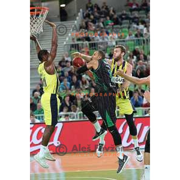 action during friendly basketball match between Petrol Olimpija (Slovenia) and Fenerbahce (Turkey) in Stozice, Ljubljana on September 25, 2017