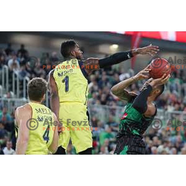 action during friendly basketball match between Petrol Olimpija (Slovenia) and Fenerbahce (Turkey) in Stozice, Ljubljana on September 25, 2017