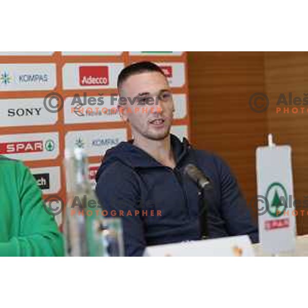 Domen Bratoz of Krka at press conference before Slovenian basketball SuperCup in Ljubljana on September 26, 2017