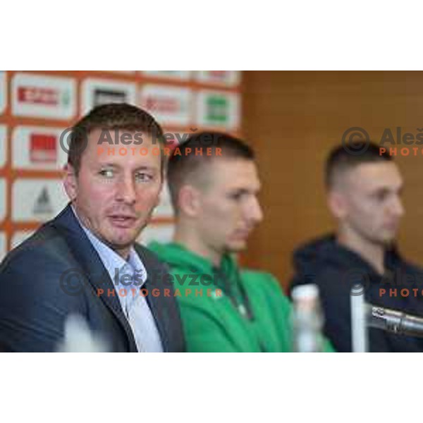 Simon Petrov, head coach of Krka at press conference before Slovenian basketball SuperCup in Ljubljana on September 26, 2017