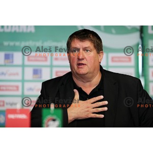 Roman Lisac, manager of Petrol Olimpija during press conference before 2017-2018 basketball season in Ljubljana on September 27, 2017