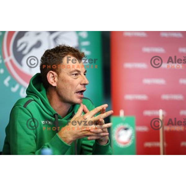 Gasper Okorn, head coach of Petrol Olimpija during press conference before 2017-2018 basketball season in Ljubljana on September 27, 2017