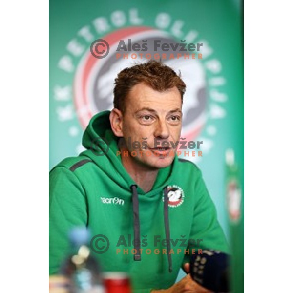 Gasper Okorn, head coach of Petrol Olimpija during press conference before 2017-2018 basketball season in Ljubljana on September 27, 2017