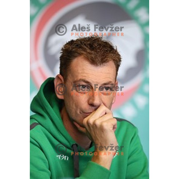 Gasper Okorn, head coach of Petrol Olimpija during press conference before 2017-2018 basketball season in Ljubljana on September 27, 2017