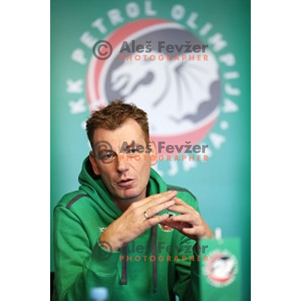 Gasper Okorn, head coach of Petrol Olimpija during press conference before 2017-2018 basketball season in Ljubljana on September 27, 2017
