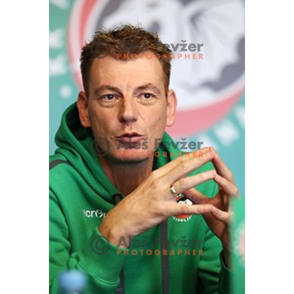 Gasper Okorn, head coach of Petrol Olimpija during press conference before 2017-2018 basketball season in Ljubljana on September 27, 2017