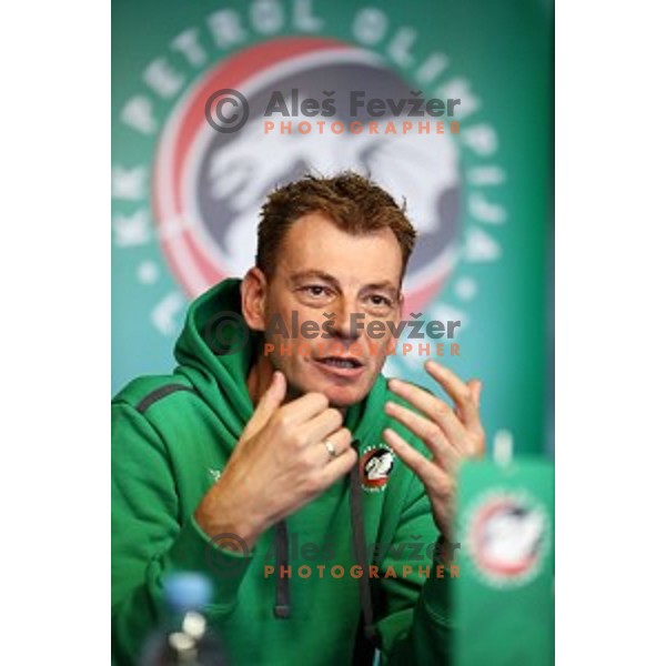 Gasper Okorn, head coach of Petrol Olimpija during press conference before 2017-2018 basketball season in Ljubljana on September 27, 2017